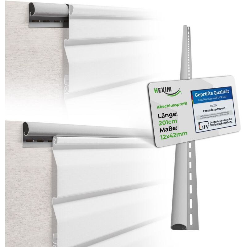 Hexim - Siding Fassadenverkleidung Fassadenpaneele außen Außenwand wetterfest UV-beständig pvc-u: Weiß, Abschlussprofil