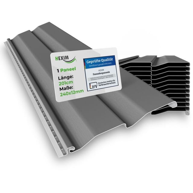 Siding Fassadenverkleidung Fassadenpaneele außen Außenwand wetterfest UV-beständig pvc-u: Grau, 1 Paneel - Hexim