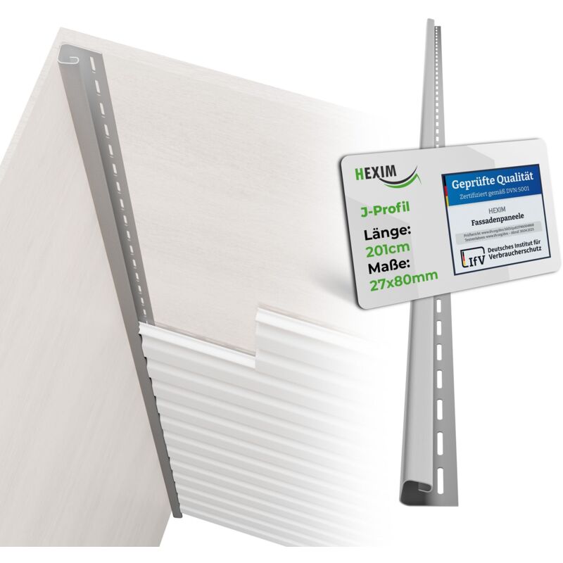 Hexim - Siding Fassadenverkleidung Fassadenpaneele außen Außenwand wetterfest UV-beständig pvc-u: Weiß, J-Profil
