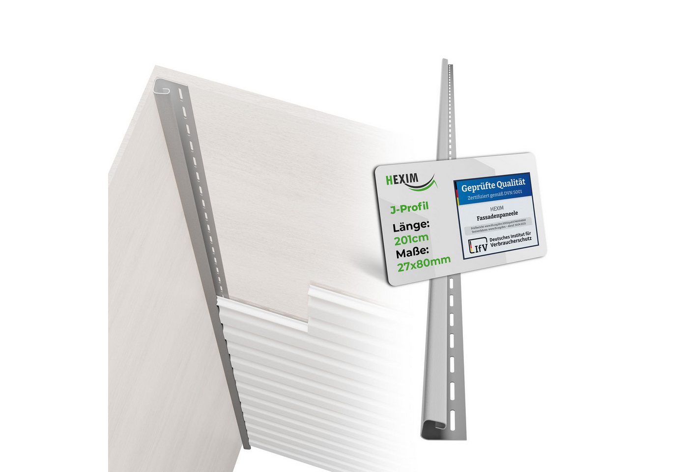 Hexim - Siding Fassadenverkleidung Fassadenpaneele außen Außenwand wetterfest UV-beständig pvc-u: Weiß, J-Profil Bild 5