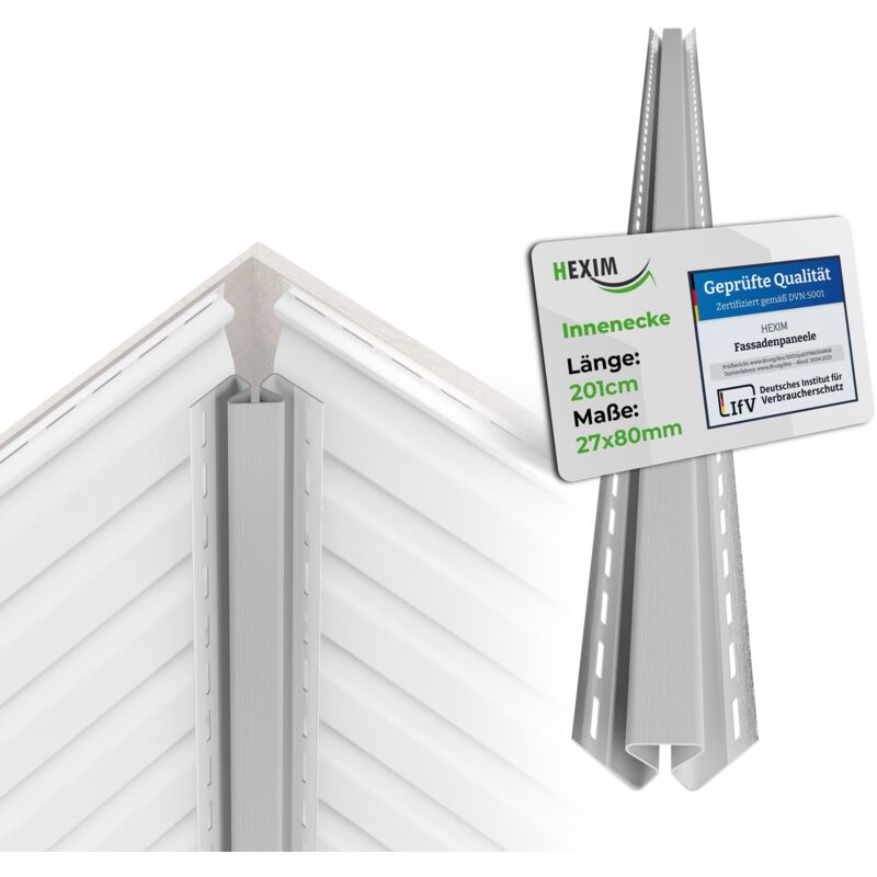 Siding Fassadenverkleidung Fassadenpaneele außen Außenwand wetterfest UV-beständig pvc-u: Weiß, Innenecke - Hexim
