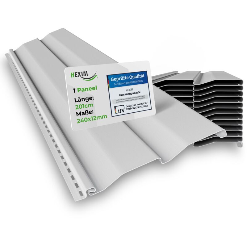 HEXIM Siding Fassadenverkleidung Fassadenpaneele außen Außenwand wetterfest UV-beständig PVC-U: Weiß, 1 Paneel