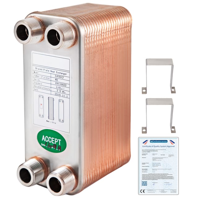 Eatb12 Plattenwärmetauscher Plattenwärmetauscher 40 Wärmetauscher 40 Plattenwärmetauscher Edelstahl 316 L Wärmetauscher Heizung - Vevor