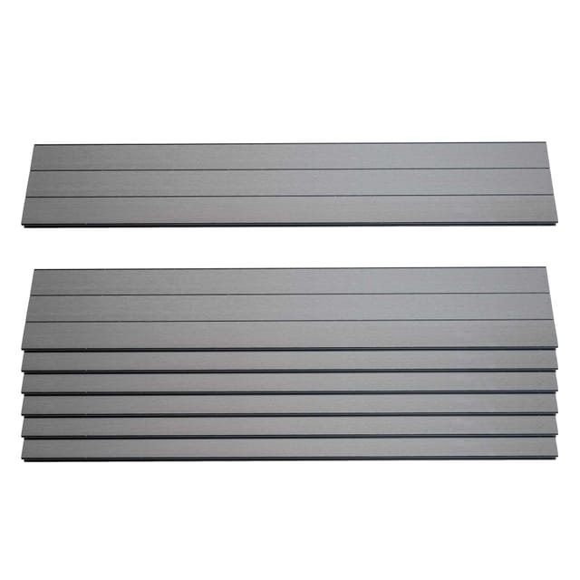 HHG - neuwertig] 7er Set Latten für WPC-Sichtschutz Savoie, Bretter Windschutz, ca. 1qm, MVG-zertifiziert 90cm, grau