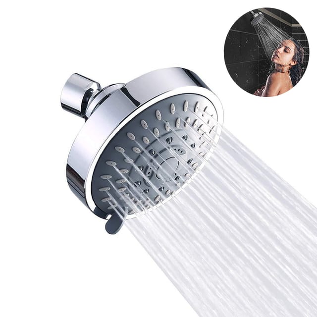 Csparkv - Duschkopf, fester Duschkopf, Anti-Kalk-Duschkopf, Hochdruck-Duschkopf, verstellbarer wassersparender Regenduschkopf, 5 Einstellungen, 2,5
