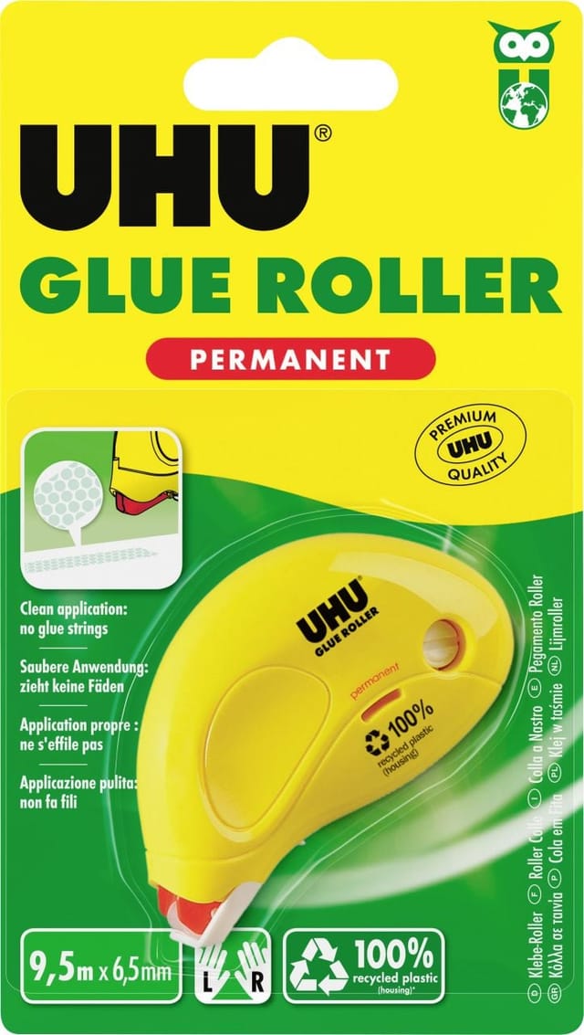 UHU - Kleberoller ® Glue permanent 6,5 mm x 9,5 m (b x l) nicht nachfüllbar gelb