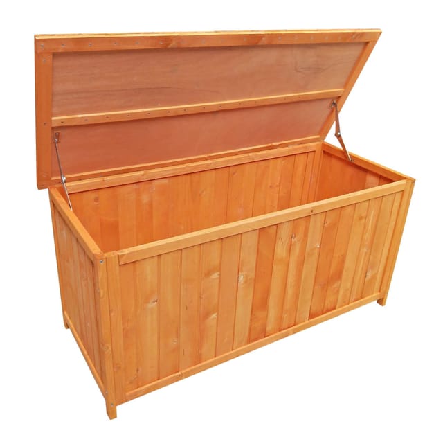 Gartenbox aus Holz 127 x 55 x 60 cm Aufbewharungsbox mit Deckel Gartenschrank für Geräte Spielzeug Kissenbox Auflagenbox Fichtenholz - Wiltec