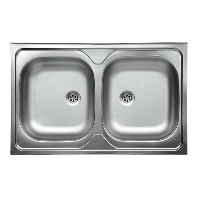 Küchenspüle aus Edelstahl mit zwei Becken 50x80 cm