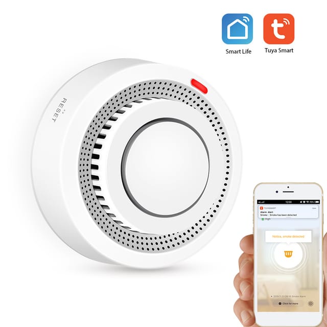 WiFi Smoke Detektor Smart Fire Alarm Sensor Wireless Security System Life Tuya App Control Home für Küche/Geschäft/Hotel/Fabrik - Decdeal