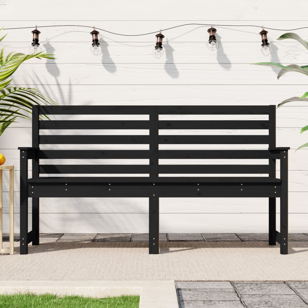 Gartenbank Schwarz 159,5x48x91,5 Cm Massivholz Kiefer