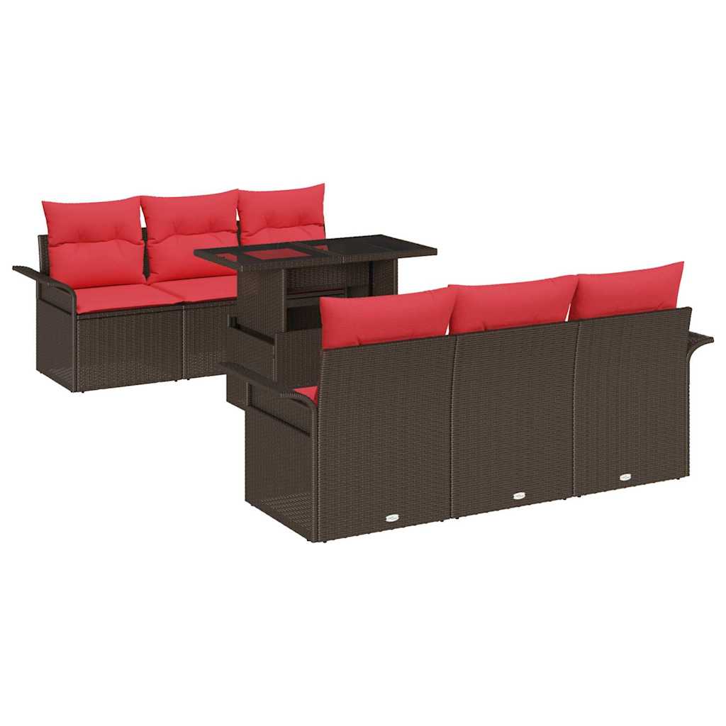 Maison Exclusive - Gartensofa-set 7 Stk. 6-sitzer Braun Poly-ratt