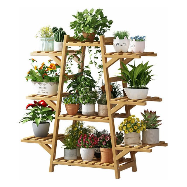 Pflanzenständer für den Innenbereich, Bambus, 9 Etagen, Pflanzenständer für den Außenbereich, Blumentopfhalter für Terrasse, Balkon, Garten, 95 x 87
