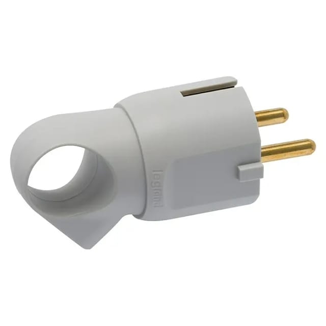 Legrand - Schutzkontakt-Stecker Knickschutz mit Ausziehhilfe grau Stecker & Kupplungen
