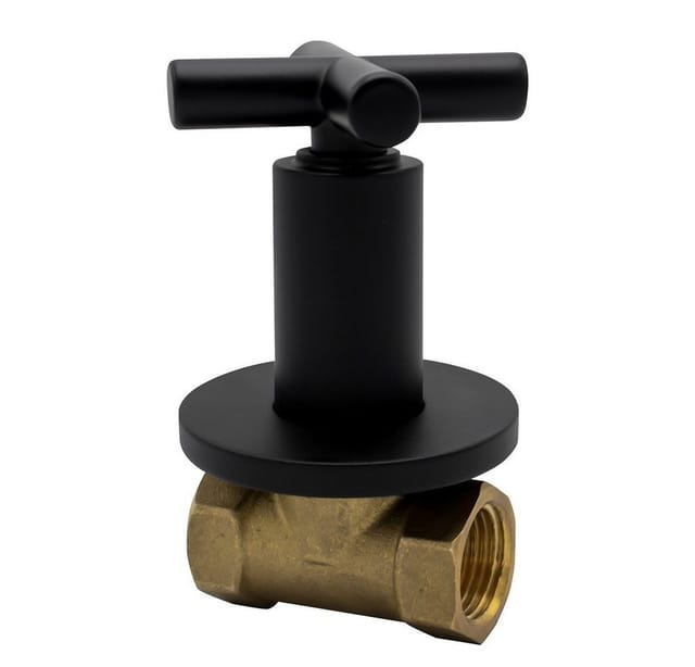 Aloni - Absperrventil Unterputzventil Wandarmatur Messing 1/2' Kreuz schwarz matt