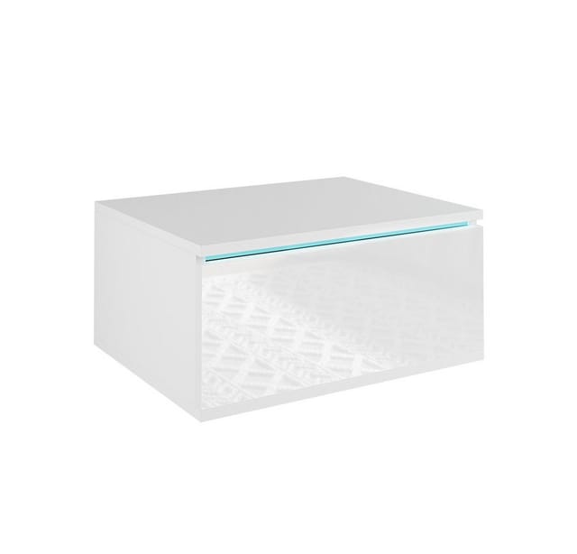 Vicco - Nachttisch Samira, Weiß, 49 x 23 cm Mit led Beleuchtung