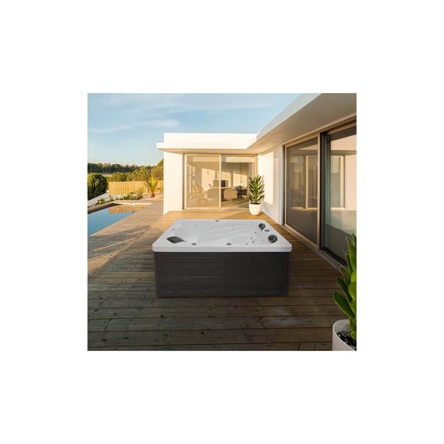 Home Deluxe - Outdoor Whirlpool mit Treppe und Thermoabdeckung sunset - 220 x 156 cm für 3 Personen Ausstattung: Pure Whirlpool Outdoor