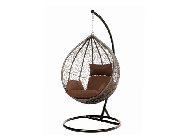 Polyrattan Hängesessel mit Gestell cielo Farbe: Schwarz, Ausstattung: inkl. Regenabdeckung Poly Rattan Hängesessel Hängekorb - Home Deluxe