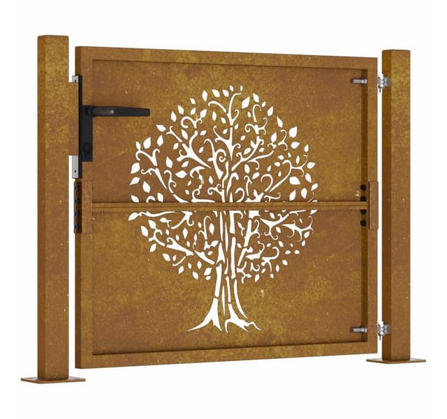 vidaXL Gartentor 105x105 cm Cortenstahl Baumdesign