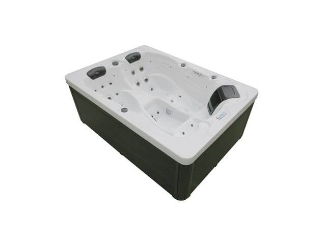 Home Deluxe - Outdoor Whirlpool mit Treppe und Thermoabdeckung sunset - 220 x 156 cm für 3 Personen Ausstattung: Mit Treppe und Thermoabdeckung