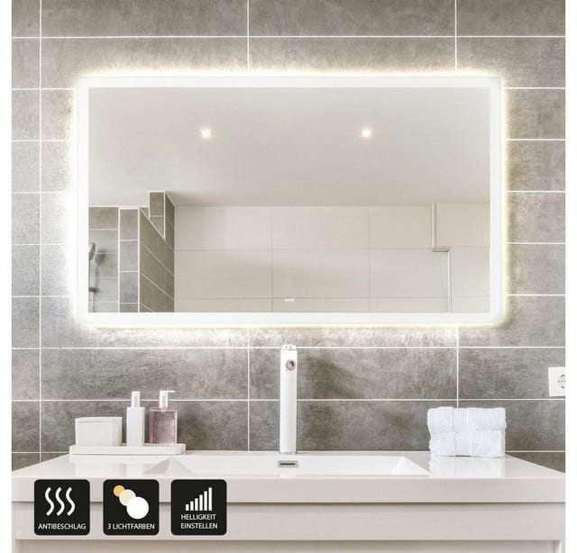 Home Deluxe - LED-Spiegel Rechteckig nola Größe: 80 x 60 cm LED-Spiegel Spiegel Schminkspiegel Badezimmerspiegel