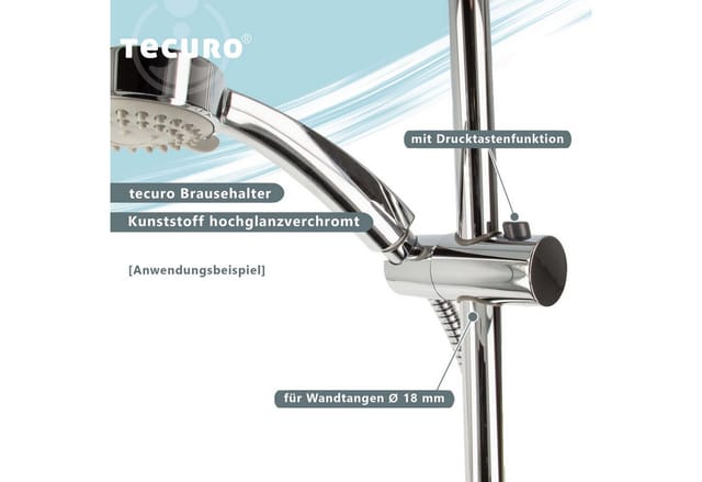 Tecuro - Gleiter Schieber Brausehalter für Wandstange ø 18 mm - Kunststoff verchromt