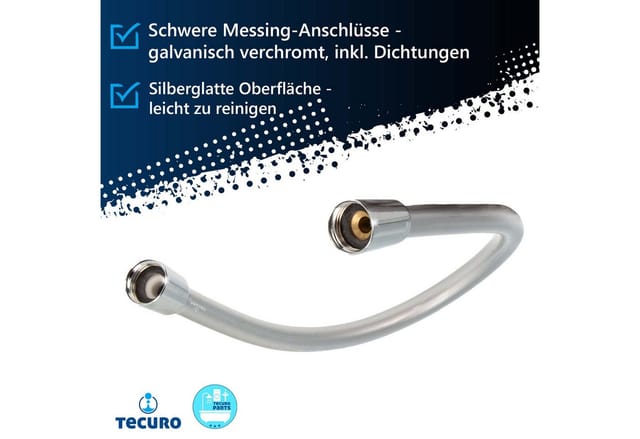 Premium Brauseschlauch 0,70 m, verdrehsicher, silberglatt, ktw/dvgw - Tecuro