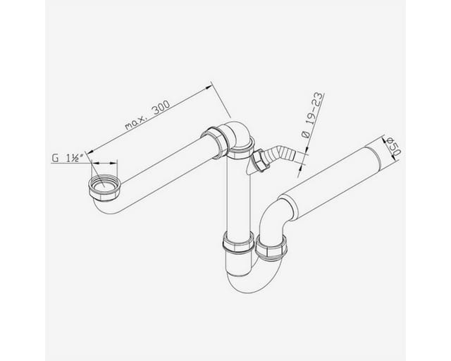 tecuro Raumschaffer Küchenablauf Spülen Siphon mit Wandanschluss Ø 50 mm