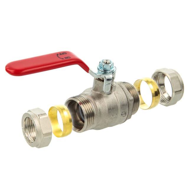 Tecuro - Kugelhahn mit Klemmringverschraubung für Cu-Rohr ø 18 mm