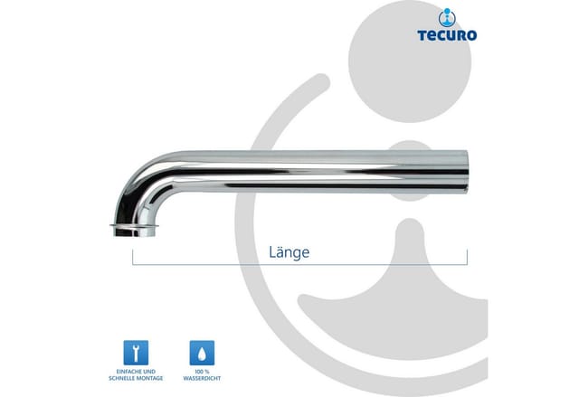 Tecuro - Wandrohr mit 90° Bogen für Siphon Geruchsverschluss Waschbecken 250 mm-edelstahl verchromt