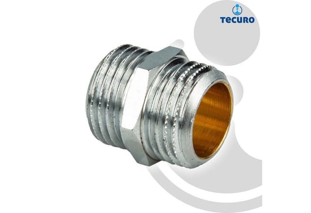 Tecuro - Doppelnippel, Außengewinde g 3/8 Zoll (dn 10), Messing glanzverchromt