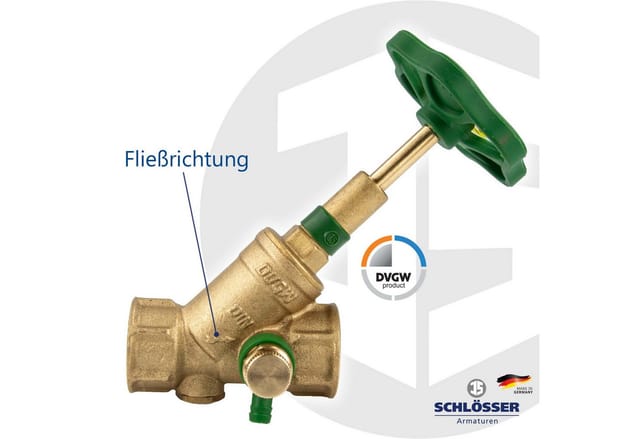Tecuro - js kfr - Freistromventil Rp 1/2 Zoll (dn 15) dvgw mit Entleerungsventil und steigender Spindel Typ 1620 - Muffenanschluss