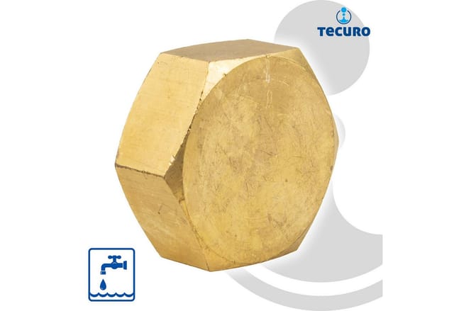 Tecuro - Kappe mit Sechskant, Innengewinde Rp 1 1/4 (5/4) Zoll, Messing blank CW617N
