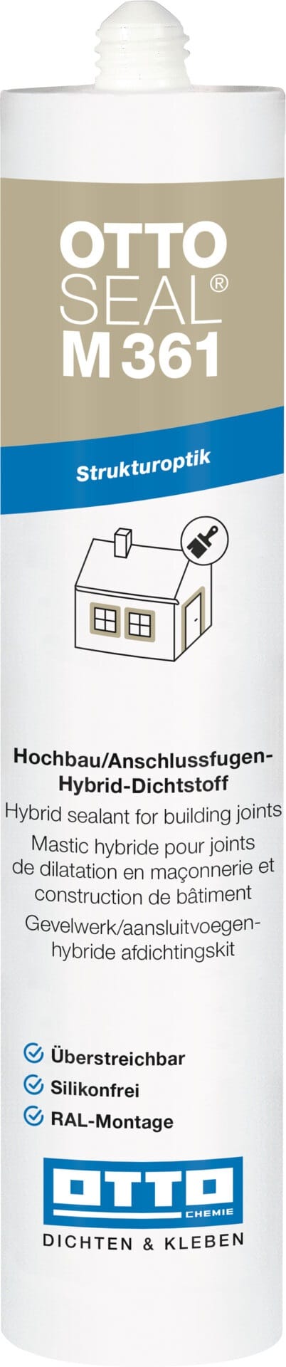Ottoseal M361 Struktur Hybrid Klebstoff 310ml C102 mörtelgrau