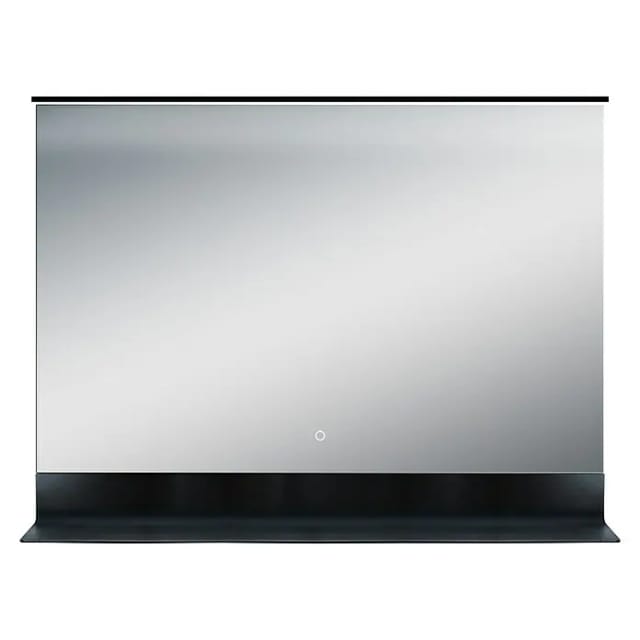 Black Home Badspiegel 80 x 60 cm - Touch - Badezimmerspiegel mit led Beleuchtung in neutralweiß mit praktischer Ablage in schwarz - Sensortaster