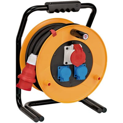 Brennenstuhl - Brobusta cee 1 IP44 Industrie-/Baustellen-Kabeltrommel, 40m aus Spezialgummi (Einsatz im Außenbereich, Made in Germany) gelb