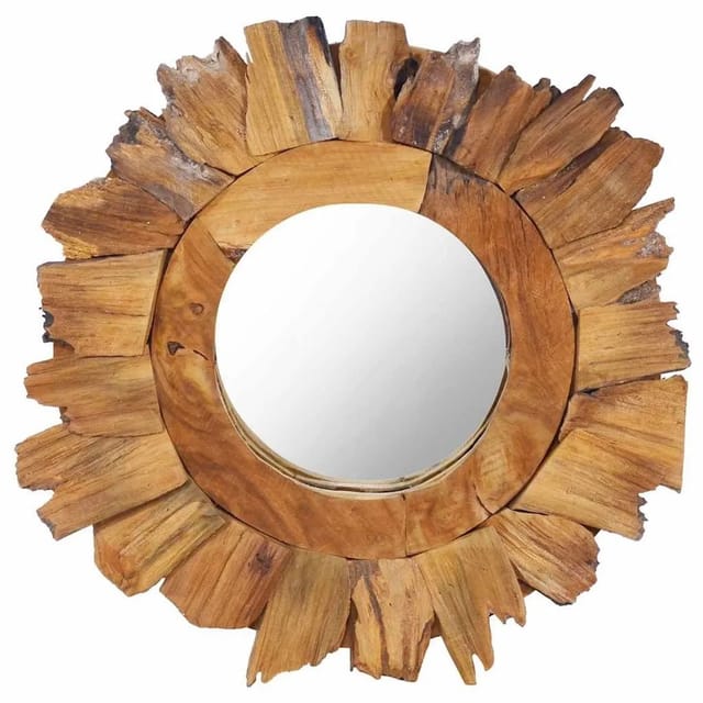 Wandspiegel 40 cm Teak Rund Vidaxl