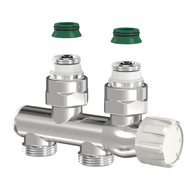 Simplex Design-Ventilarmatur VARIOCON, schwenkbar G3/4i x G3/4a hgl.verchromt mit Nippel, Konus