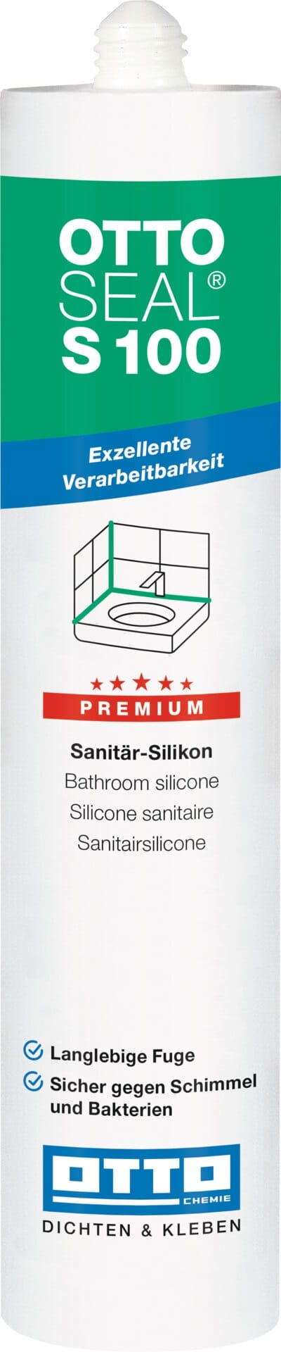 Ottoseal S100 Premium-Sanitär-Silikon 300ml C1172 titangrau