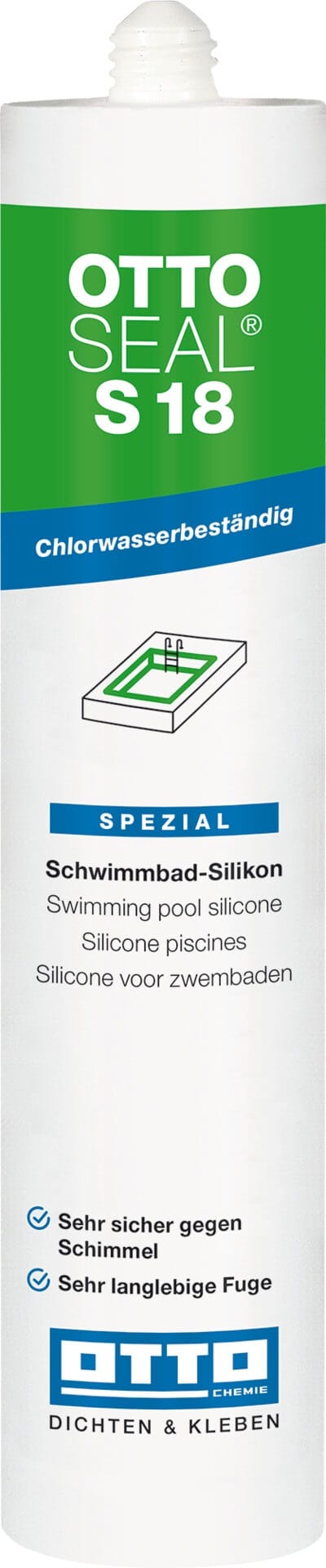 Ottoseal S18 Schwimmbad-Silikon 310ml C02 grau