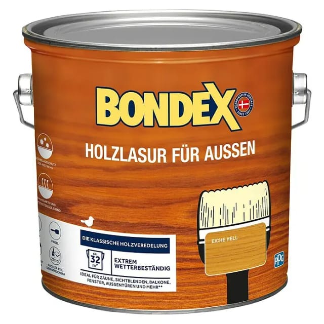 Bondex - Holzlasur für Außen 2,5 l eiche hell Lasur Holz Holzschutz Schutzlasur