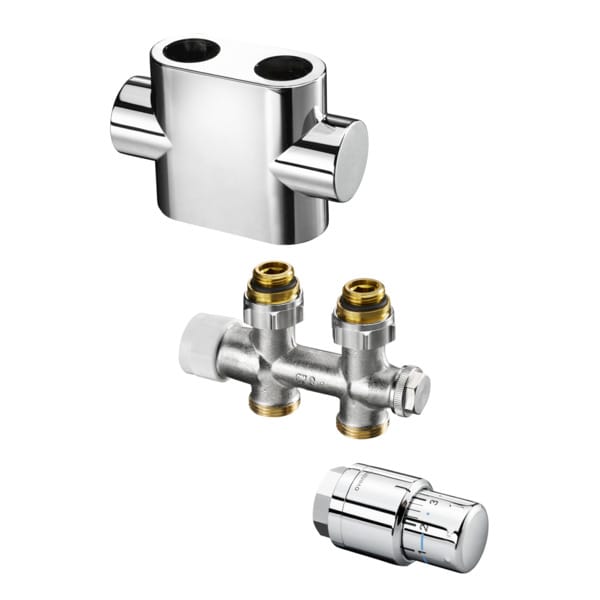 Oventrop - Ventil-Anschlussset m TH-Kopf Durchgangsform, Multiblock weiß