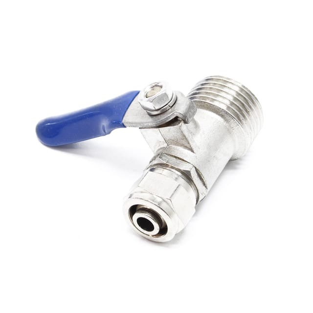 Wiltec - Kugelventil mit Jaco Fitting, 20,67 mm (1/2') ag und Schlauchanschluss ø 10 mm, Ventil für Umkehrosmose, für Trinkwasser, Osmose (ro)