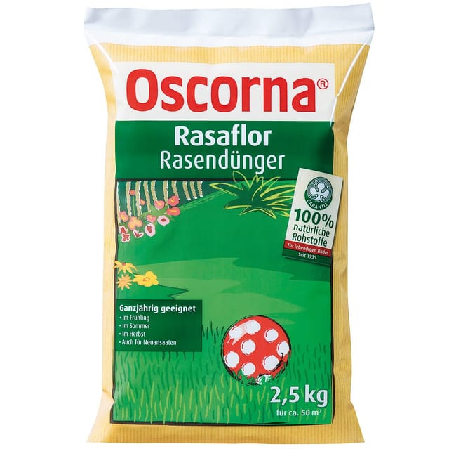 Rasaflor Rasendünger 2,5 kg für ca. 50 m² - Oscorna