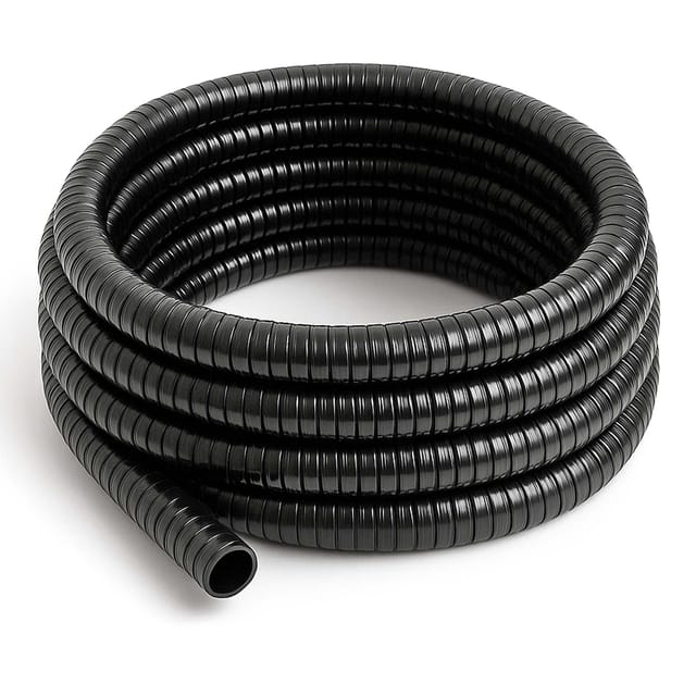 Wiltec Teichschlauch 25m Spiralschlauch 50 mm (2") schwarz, lichtundurchlässig, extrem biegsam Saugschlauch Druckschlauch