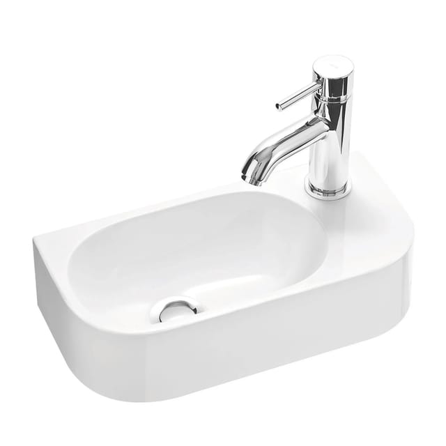 Stilform - Gäste wc Waschbecken park 40x20 cm aus Mineralguss für Wandmontage oder Aufsatzwaschbecken mit Hahnloch Rechts
