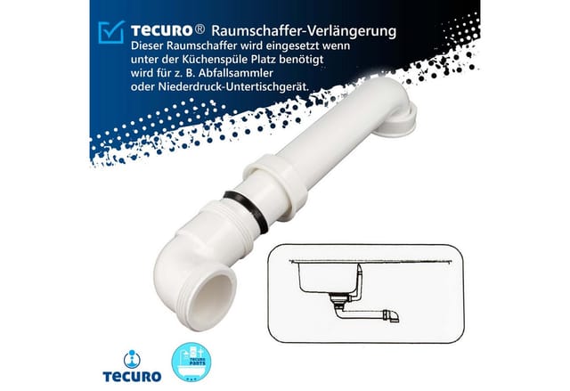 Tecuro - Raumschaffer-Verlängerung 1 1/2 Zoll Rohr 40 mm für Ablaufgarnitur von Spülen