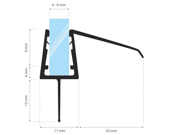Duschdichtung UK21 Ersatzdichtung für Dusche Wasserabweiser, l, 30 cm, (Einzeldichtung), 5mm bis 7mm Glasstärke - Steigner