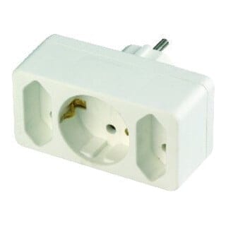 3-fach-Stecker 2 Euro, 1 Schuko