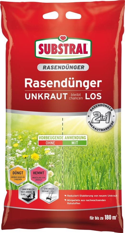 Evergreen - Substral Rasendünger mit Unkrautverdränger 9,1 kg 18 m² organisch Unkrauthemmung