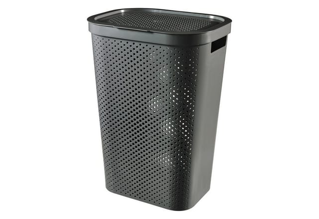 Qfplus - curver Wäschebox Infinity Recycled, aus Kunststoff, 44x35x61 cm, 60L, Dunkelgrau